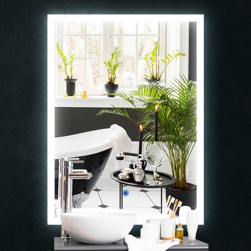 Rectangular LED Lighted Mirror 60x80 cm Premium Touch Bathroom 4
