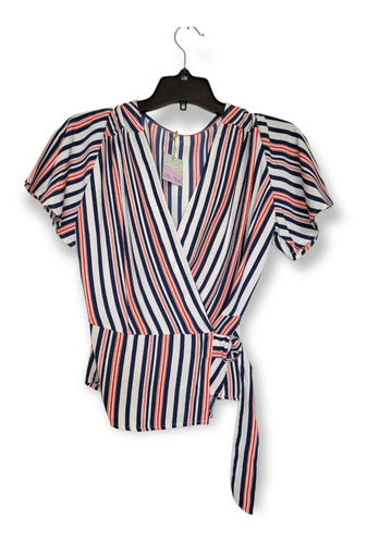 Clothes OhYes! Striped Fresh Blouse with Cross V-Neck - Various Sizes 0