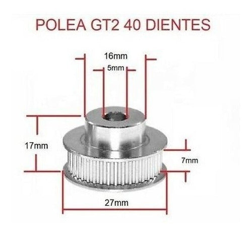 GT2 6mm Inner 5mm Bore 40 Teeth Nema Motor Timing Pulley 1