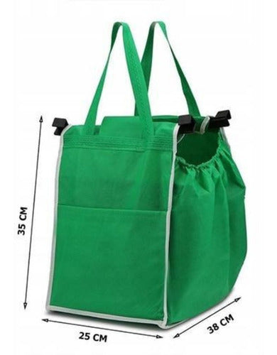 3 Bolsas Tnt Plegable Con Clip Para Carrito De Supermercado 0