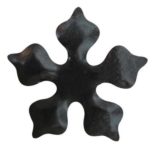 Hierro y Barro Caiobá Flower with 5 Leaves (9.5x9.1cm) - Iron Flowers - Set of 2 1