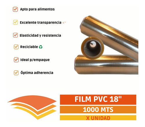 Bandex Transparent Food-Grade PVC Film Roll 45cm X 1000mts 2