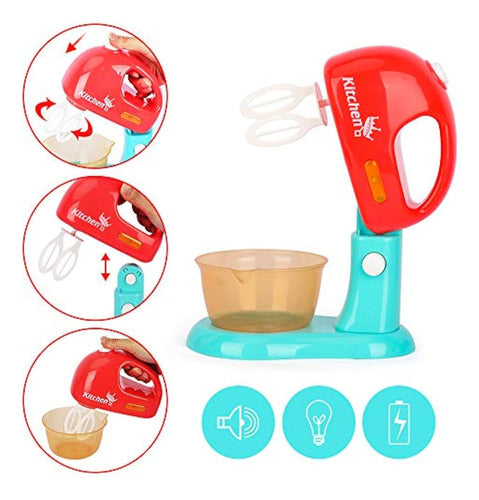 Aomola Kitchen Appliances Toy, Pretend Play Kitchen Toy with Blender, Juicer, Toaster Play Foods 1