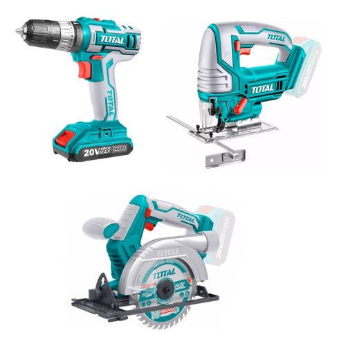 Total Cordless Drill Screwdriver - Circular Saw and Jigsaw Kit 20V 0