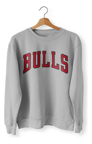 NBA Round Neck Sweatshirt Chicago Bulls Logo Bulls Grey 0