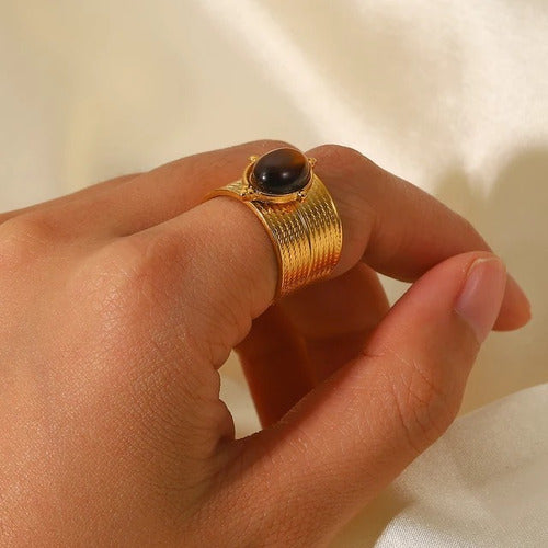 Rose.MVD Tiger Eye Steel Ring 3