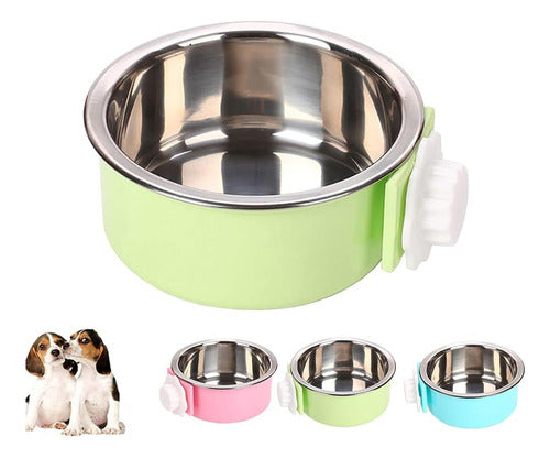 Removable Stainless Steel Pet Bowl for Cage Small Green 0