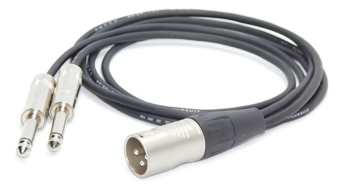 Balanced Male XLR Cable to 2 Mono 6.5mm Plugs 1m 0
