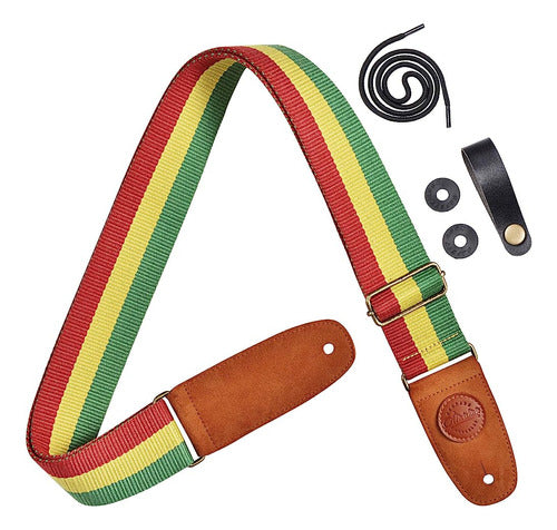 Amumu Reggae Guitar Strap Jamaica Rasta for Acoustic Guitars 1