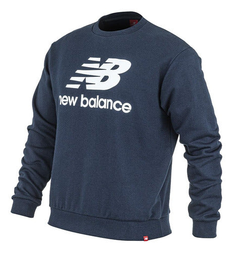 New Balance Buzo Ess Stack Logo Azul Marino Blanco Hombre 0