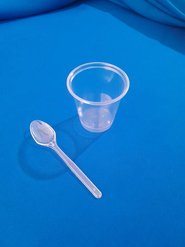 50 Plastic Shot Glasses 110cc + 50 Plastic Spoons 1
