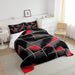 Feelyou Geometric Comforter Set Queen Size Kids Black Gray Red 3