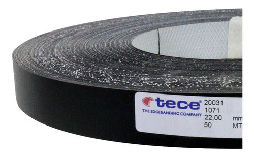 Tece Tapacanto Filo Negro Melaminico 22 Mm 50m Con Pegamento 1