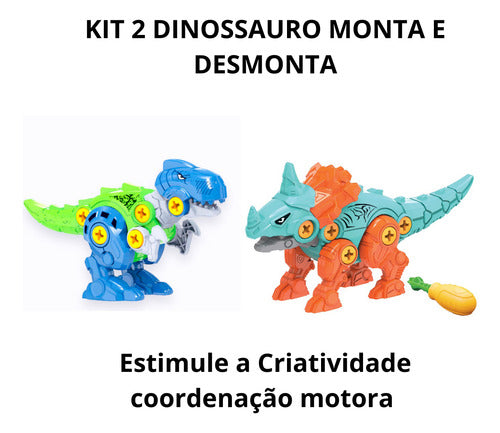 Kit 2 Dinossauro Brinquedo Monta E Desmonta Pedagógico 1