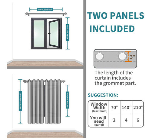 Cortinas Opacas Bgment - Ojal Con Aislamiento Termico Para 5