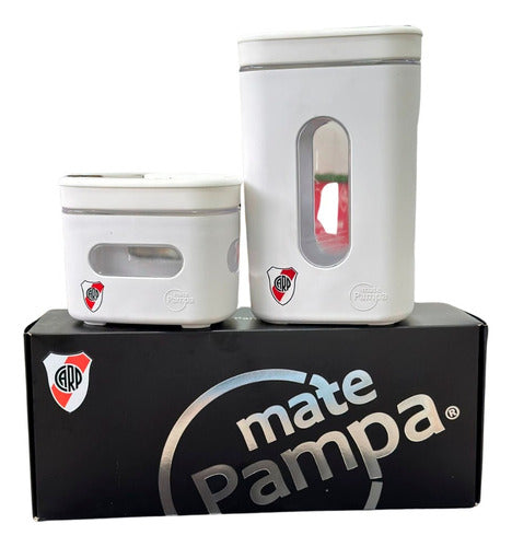 River Plate Yerba Mate Set - Yerba Mate and Sugar Dispenser Combination with Thermal Insulation - Set Yerbera Y  Azucarera Pico Equipo River Plate Mate Pampa