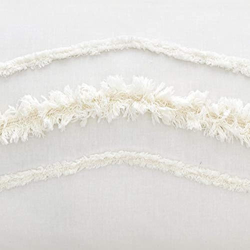 KB & Me Bohemian Boho Chic Ivory Macrame Tufted Tassel 2 Pc. Twin / Twin XL Size Bed Set 4