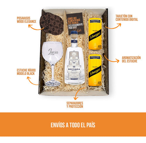 Restinga Gin Experience Kit with Engraved Glass + Schweppes Tonic Water 1