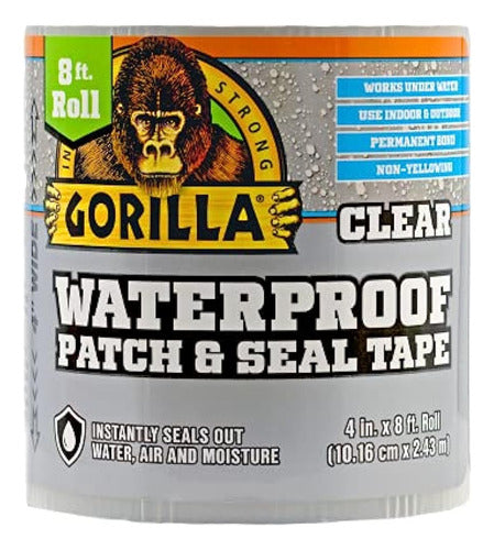 Gorilla Waterproof Patch & Seal Tape, 4" x 8', Clear, (Pack of 1) 0