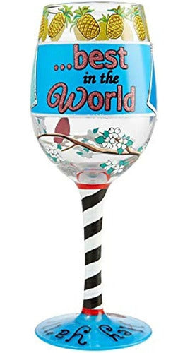 Enesco Lolita Carolina Girl Wine Glass, 15 Oz, Multicolor 3