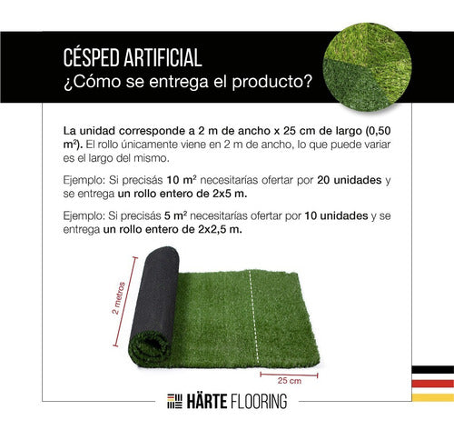 Harte Home Cesped Sintetico Pasto Artificial Rollo Premium 10 Mm 3