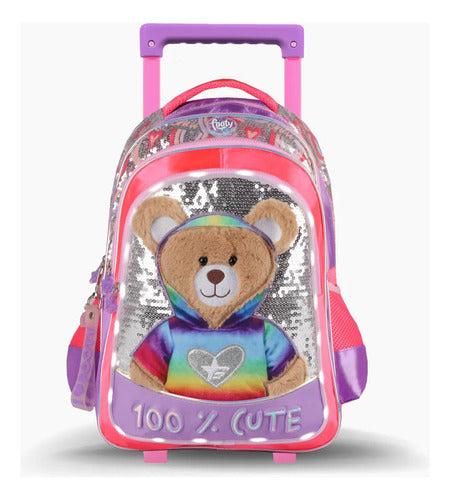 Backpack with Wheels 18 Inches Teddy Bear Light Footy Sharif Express 0