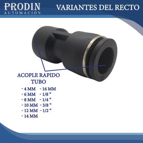 Euromatic Pack Acople Rápido Recto Neumático Tubo 8mm X 10 1