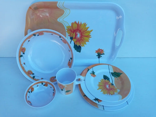 Plastic Ware Girasol Melamine Dinnerware Set for 6 People - 32 Pieces 3