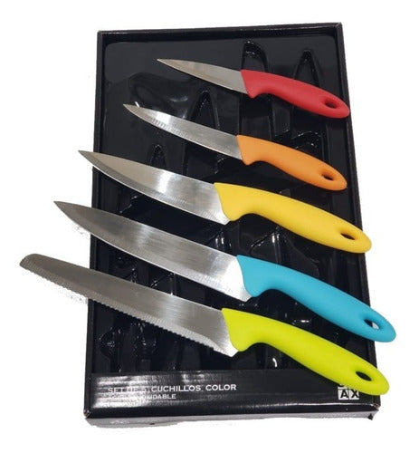 5 Cuchillos Colores Acero Inoxidable En Caja Regalo 4