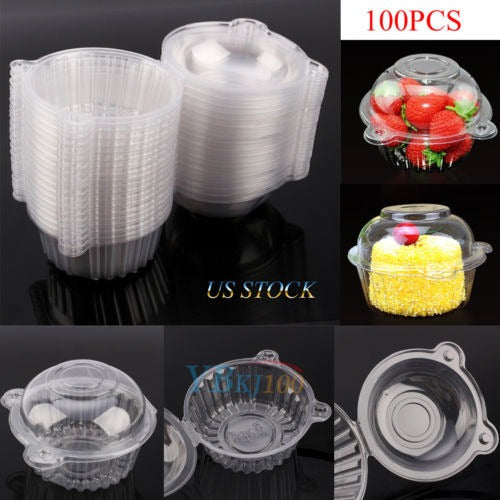 Clear Plastic Single Cup Cake Boxes Holder Muffin Case - 100x 0