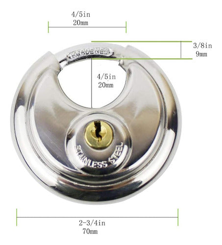 Gawon Stainless Steel Disc Lock with Key - 2 Keys Included 2