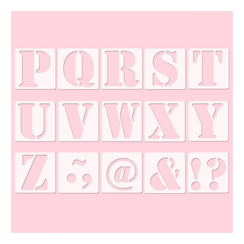 PopDesign Stencil Alphabet 10x10cm 30 Letters + Deco Signs 1