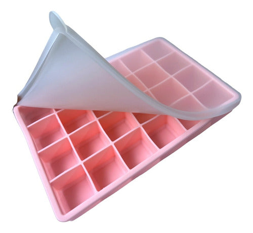 Generic Silicone Ice Cube Tray with Lid - 24 Pieces - Pink 0