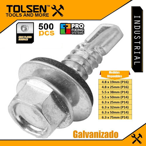 Tornillo Hex P/mecha Caja 250 Und 14x3 - 6.3x75mm Tolsen 1