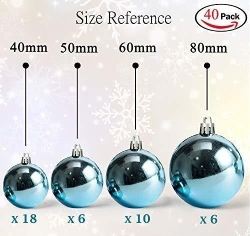 AMS 40ct Christmas Ball Plated Ornaments Tree Collection - Light Blue 1