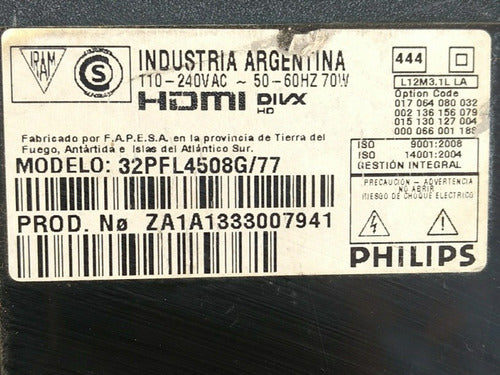 Botonera Tv Philips 32pfl4508g 1