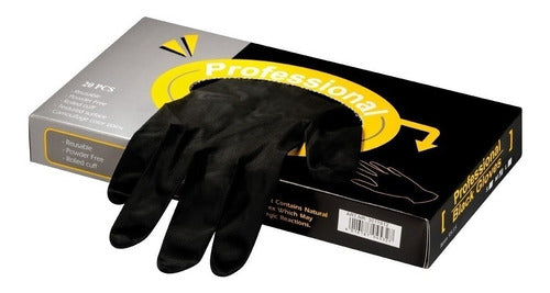 Professional Black Gloves - Reusable Latex Gloves, Pack of 20 Units 0