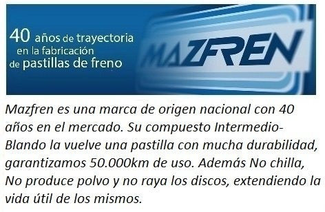 Mazfren Pastillas De Freno Para Fiat Argo Cronos 1.8 5