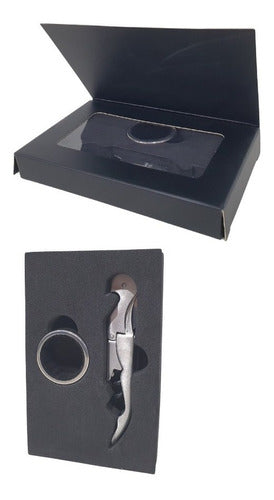 Wine Sommelier Set Corkscrew + Drip Ring in Gift Box 0