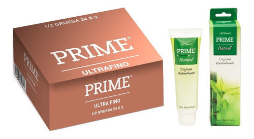 Prime Condom 24 Boxes X 3 Ultra Thin + 1 Gel 50g 0