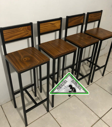 MuebleriaIndustrialUy Breakfast Table Set with Four Chairs - Wood and Iron 6