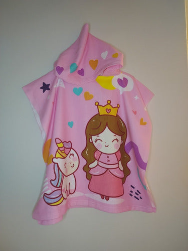 Poncho De Toalla Infantil Princesa + Unicornio 1