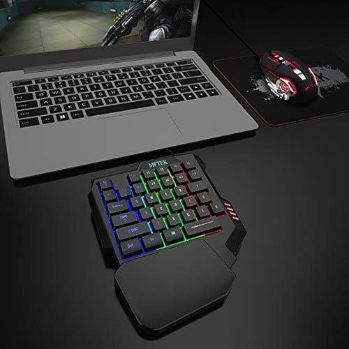 Mftek Combo De Teclado Y Mouse Para Juegos De Una Mano 1