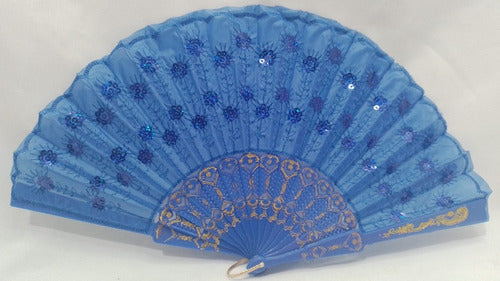 Vintage Dance Sequin Fabric Fan for Weddings Souvenir 22