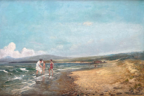 Roberto Castellanos Bañistas En La Costa De M Lámina 45x30cm 0