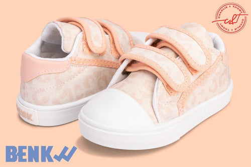 Benk Berlin Print Pink Nude Canvas Sneakers for Babies and Kids with Velcro Strap 1