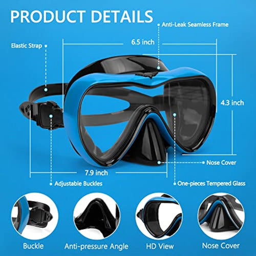 Generic Swimming Goggles, Anti-fog Dive Goggles With Nose Cover 5