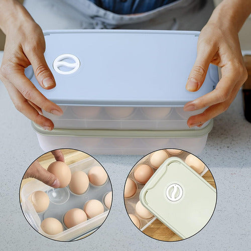 Egg Tray Holder with Plastic Lid Kitchen Egg Storage Container 6