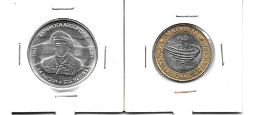 Casa de la Moneda Malvinas 2 Pesos Coins Years 2007/2012 - Uncirculated! 0