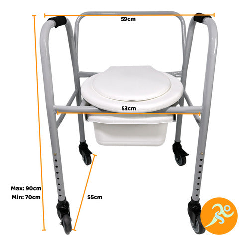 Adjustable Orthopedic Toilet Riser with Large Wheels and Backrest 3